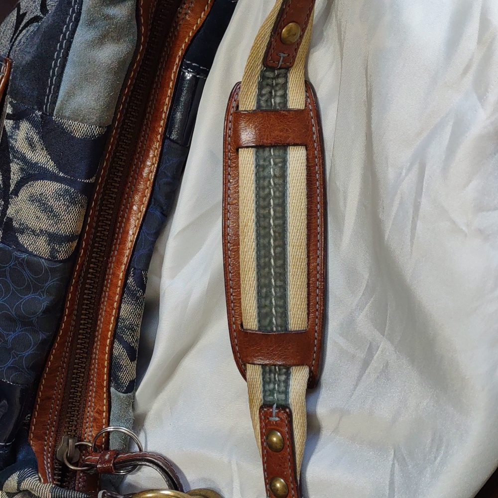 Patchwork Navy and Metallic Hobo Shoulder Bag - Picture 15 of 15